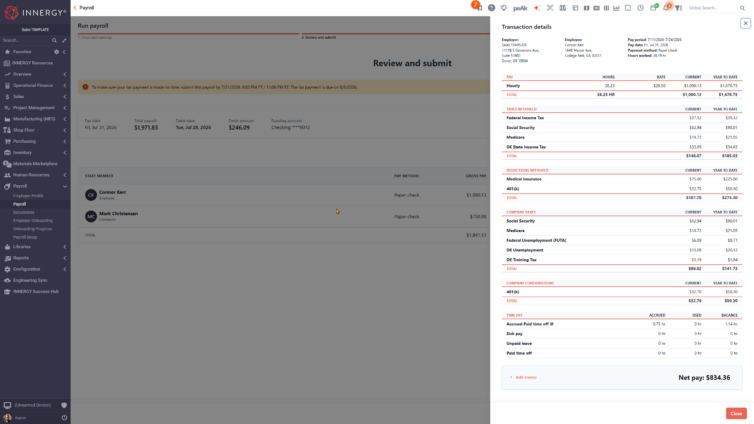benefits inside the payroll platform
